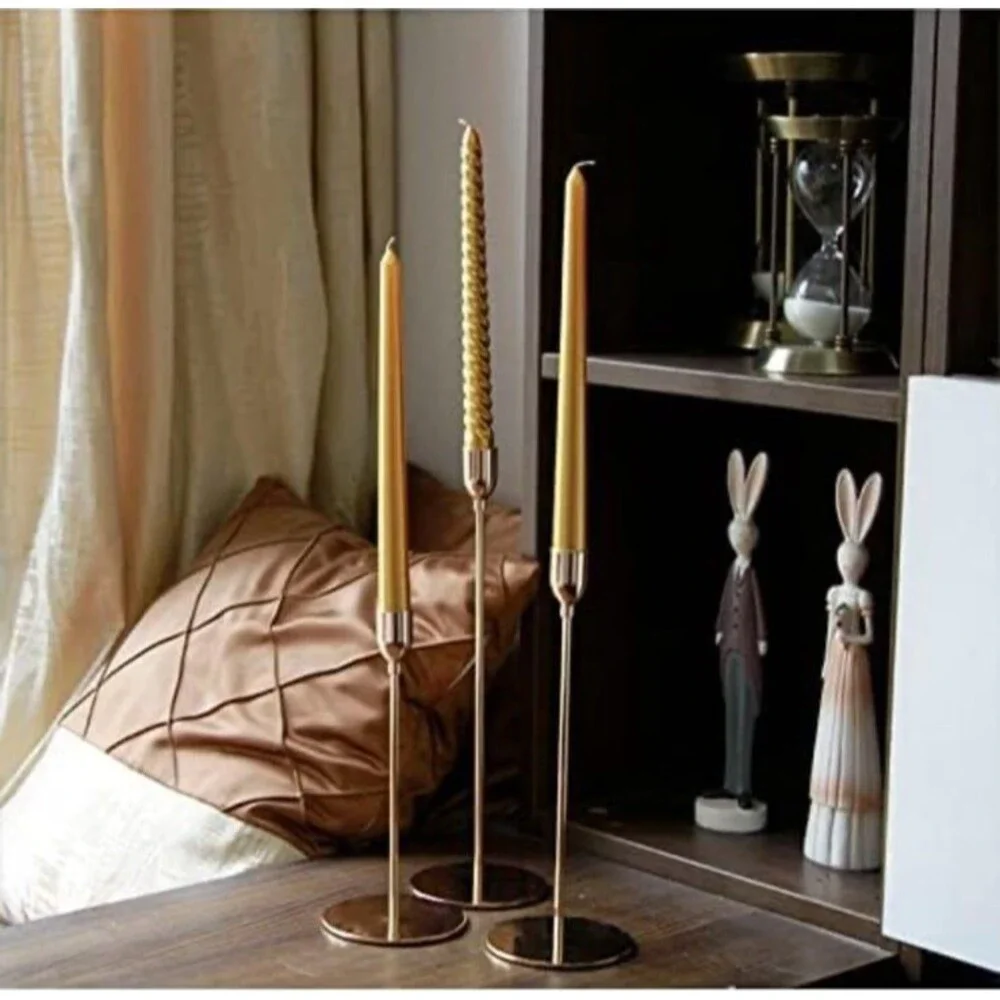 Set of 6 Metal Taper Candle Holders French Gold Vintage Modern Decorative NWT